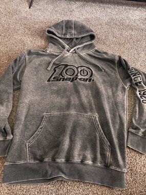 Snap-On Men's Washed Gray Hoodie with 100 Logo